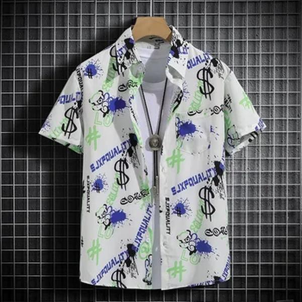 Camisas masculinas de manga curta estampadas estilo praia, camisas casuais havaianas soltas