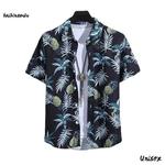 Camisa havaiana de manga curta masculina estampada, polo alto com gola alta, blusa praia fina, casual DIY, verão