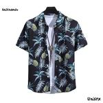 Camisa de manga curta estampada masculina, camisa de praia fina, roupa masculina, polo com gola tartaruga, blusa casual, verão