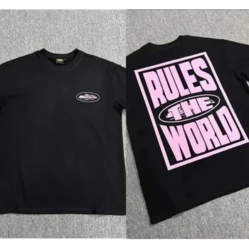 Camiseta gráfica de algodão de marca masculina e feminina, camisa de manga curta, rapper de hip hop, roupas extragrandes