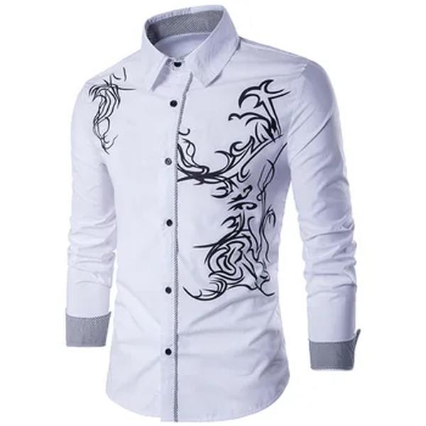 Camisa impressa para homens, mangas compridas, cardigan