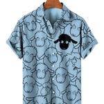 Camisa estampada de manga curta havaiana masculina, camisa grande e solta, desenhos animados sociais, roupas de moda casual floral, verão