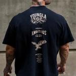 Young La-camiseta masculina de algodão manga curta, camiseta com estampa fitness, estilo oldschool, tops pesados, roupas grandes