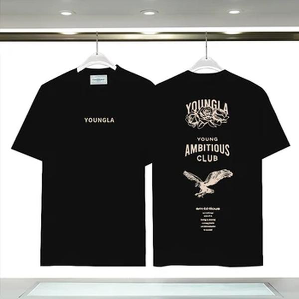 Young La-camiseta masculina de algodão manga curta, camiseta com estampa fitness, estilo oldschool, tops pesados, roupas grandes