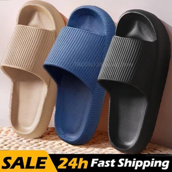 Chinelos de nuvem de plataforma grossa para homens e mulheres, Eva Soft Slides, chinelos de praia, sapatos antiderrapantes, banheiro, casa, verão