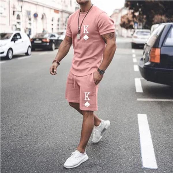 2023 Novo Verão Terno dos homens Moda Casual Impresso T-Shirt + Shorts de Praia Terno O-Pescoço T-Shirt dos homens 2 Peças Tamanho Asiático XS-6XL