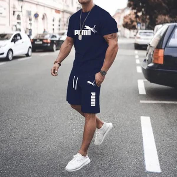 Camiseta de manga curta e calção de cinco pontos masculino, conjunto de treino, roupa de jogging casual, moda verão, novo, conjunto de 2 peças, 2024