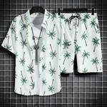 Roupas de praia para homens 2 Piece Set Quick Dry Camisa Havaiana e Shorts Set Homens Moda Vestuário Impressão Casual Outfits Verão