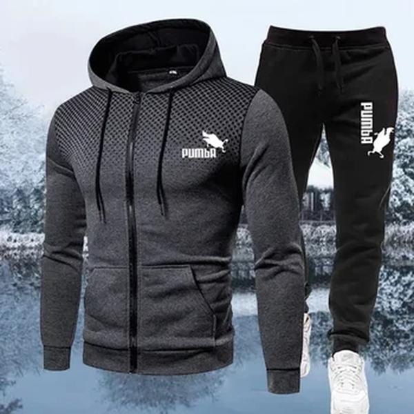 Conjuntos de capuz esportivos estampados para homens, terno casual designer de roupas esportivas, marca de luxo, novos modelos, outono, inverno