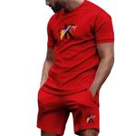 Terno esportivo casual masculino, camiseta e calça de manga curta, roupa masculina, moda verão, conjunto de duas peças, primavera