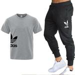 Camiseta de manga curta e calça masculina, calça de jogging, conjunto de treino, roupa esportiva, roupa corrida, fitness, verão