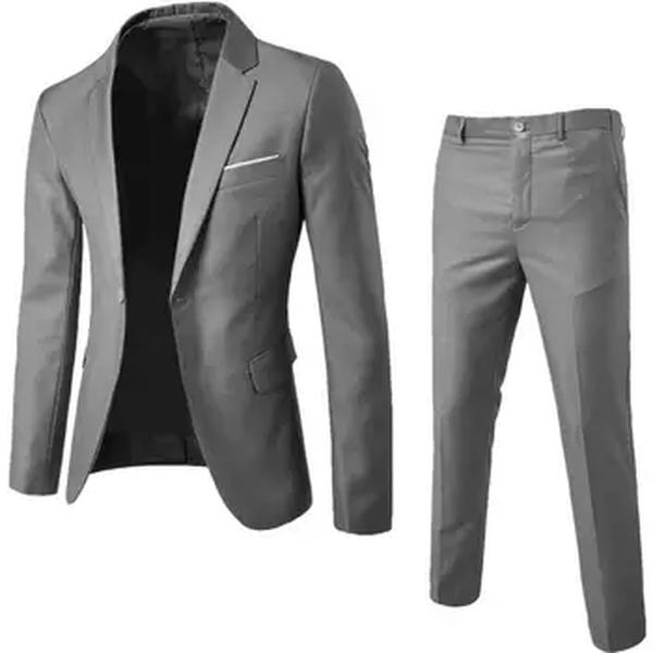 Terno elegante anti-deformação para homens, slim fit, bolsos de um botão, vestido de casamento, 1 conjunto