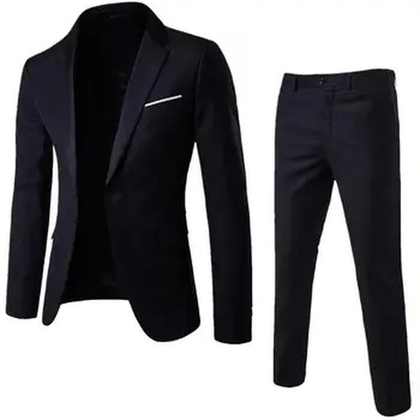 Conjunto de blazers e calças masculinas, fatos de negócios, jaquetas formais, terno casual, casacos de casamento elegantes, festa, 2 peças, 2023