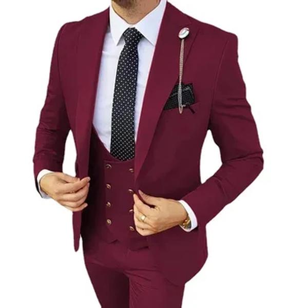 Conjunto de ternos slim fit masculino, jaqueta blazers, calça, colete, moda casamento empresarial, roupas de anfitrião, casaco, calças, colete, novo, 2023, 3 peças