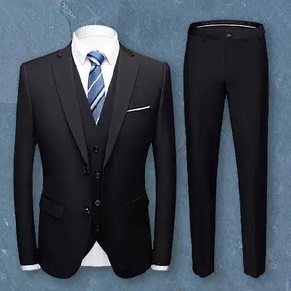 Terno de negócio simples masculino, blazer de alta qualidade, colete, calças, moda elegante, trabalho, entrevista, cavalheiro, magro, 3 peças