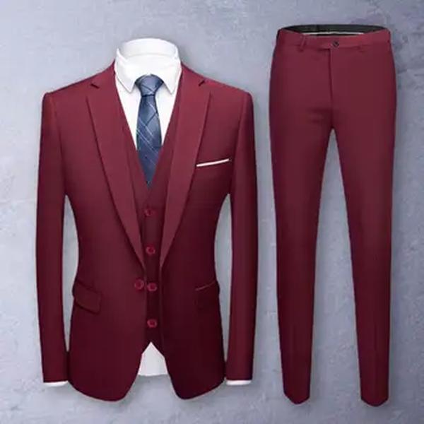 Terno de negócio simples masculino, blazer de alta qualidade, colete, calças, moda elegante, trabalho, entrevista, cavalheiro, magro, 3 peças