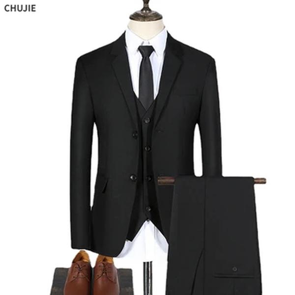 Fatos de Negócios de Luxo Masculinos, Alta Qualidade, Blazer Elegante, Colete De Casamento, Calças Casacos, Casacos Formais, 2 Conjuntos, Frete Grátis, 2023, 3 Pcs