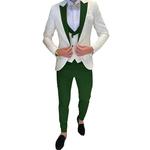 Terno marfim do noivo do casamento dos homens, jaqueta, calças, colete, smoking formal, elegante, personalizado, laço não incluído, 3 peça