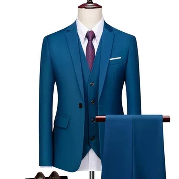 Conjunto de terno clássico de 3 peças masculino, blazer, calça, colete, aparência de casamento, slim business, vestido de banquete, tamanho grande, moda