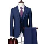 Homens de negócios 3 peças ternos conjuntos/masculino noivo casamento banquete cor sólida high end personalizado grande tamanho marca blazers casaco