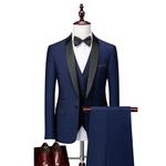 Fatos de negócios slim fit masculinos, jaqueta casual, calças, conjunto de colete, blazer masculino, casaco, calça, colete, festa de casamento, moda, 3 peças