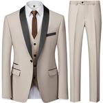 Blazers de casamento casual masculino, casamento cor bloco ternos, ternos masculinos, jaqueta, calças, colete, Blazers negócio, casaco, colete, calças, 3 pcs set