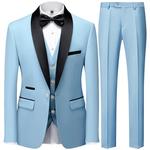 Blazers de casamento casual masculino, casamento cor bloco ternos, ternos masculinos, jaqueta, calças, colete, Blazers negócio, casaco, colete, calças, 3 pcs set