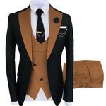 Ternos masculinos 3 peças sob medida melhor homem noivo casamento smoking fino ajuste jacquard duas cores blazer jaqueta colete calças smoking roupas