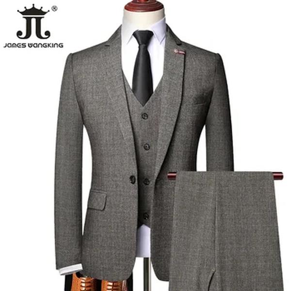 Homens Formal Fino Terno de Negócios, Jaqueta, Colete, Calças, Retro, Cavalheiro, Moda Clássica, Xadrez, 3 Pcs Set, Vestido de Noiva Noivo, S-5XL