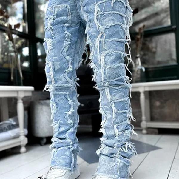 Chyxinye-Jeans Masculina de Stretch Straight Fit, Heavyweight Streetwise, High Street, Longo, Europeu e Americano, Novo, 2023