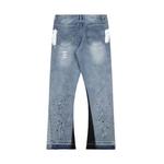 Splashed Ink Ripped Patchwork Jeans para homens e mulheres, calças micro-lared, retas, finas, americanas, marca da moda, High Street, 2024