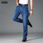 KUBRO-Jeans Stretch Masculina, Moda Coreana, Liso, Denim Versátil, Calças Longas Soltas, Calças da Moda