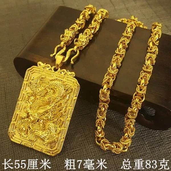 Real 24k Colar de Ouro Masculino, Marca Dragão, Guanyin, Guan, Guan Yu, Pingente, Au750