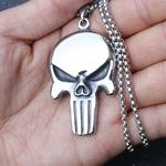 Colar com pingente em aço inoxidável masculino, punk retrô, punisher caveira, aço titânio, europeu e N