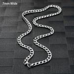 Colar de Aço Inoxidável para Homens e Mulheres, Corrente Cubana, Cor Prata, Tom Impermeável, Punk Boy, Acessórios de Jóias Masculinas