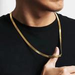 Colar de lâmina de aço inoxidável, corrente básica masculina, Hip Hop Party Jewelry, Trend Wear Acessórios