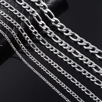 Colares em aço inoxidável Figaro para homens, cor prata, moda clássica Hip Hop masculina, presente joias