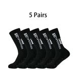 Meias De Futebol Mid-barrel, Anti-slip Silicone Bottom, Engrossado Toalha de amortecimento, Socks Soccer, Basquete e Yoga Socks, Novo, 5 Pares