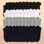 Meias de tornozelo baixas e leves para homens e mulheres, meias sólidas, meias em massa, preto, branco, cinza, 10 pares, 20 pares, 40 pares