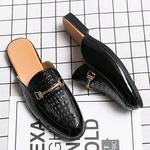 Sapatos casuais meio arrasto para homens, mocassins da moda, deslizamento em apartamentos, marca de luxo, mocassins novos, tamanho grande 38-46, 2023