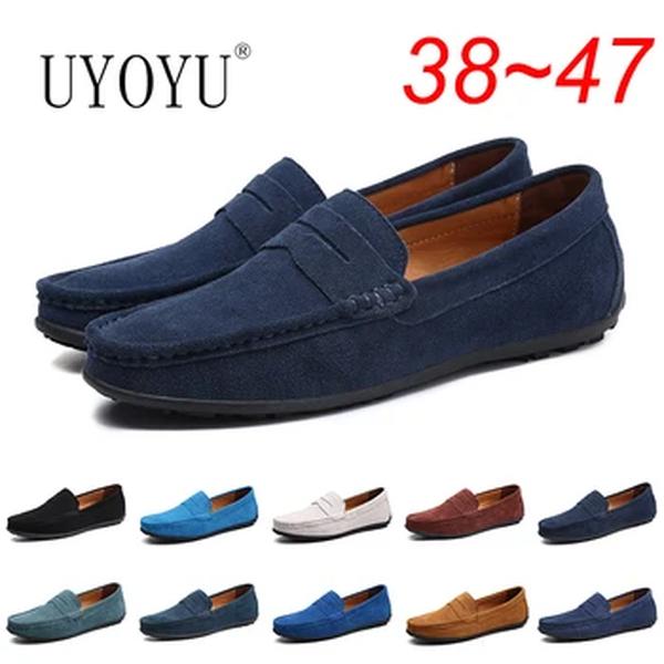 Mocassins de couro genuíno masculino, sapato de camurça de vaca, mocassins formais e casuais, calçado preto masculino, marca de luxo, designer