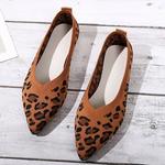 Sapatilhas de malha para mulheres, mocassins Houndstooth, ponto toe, mocassins de malha, tamanho grande feminino, leopardo, sapatos macios