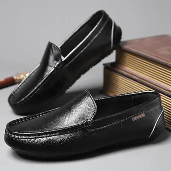 Mocassins de couro de luxo masculino, mocassins respiráveis, deslizar, italiano, sapatos para dirigir, casual, marca de moda