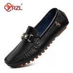 YRZL-mocassins de couro artesanal masculino, sapatilhas de condução casuais, sapatos de calço, mocassins confortáveis, branco