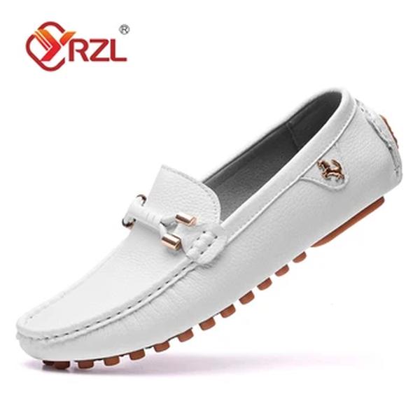 YRZL-mocassins de couro artesanais masculinos, apartamentos casuais para dirigir, sapatos slip-on, mocassins confortáveis, plus size, 37-48