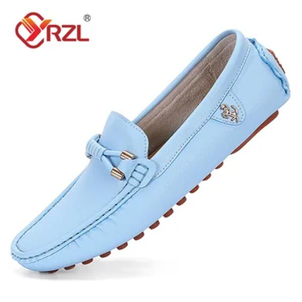 YRZL-mocassins de couro artesanais masculinos, apartamentos casuais para dirigir, sapatos slip-on, mocassins confortáveis, plus size, 37-48