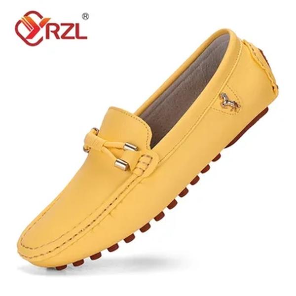 YRZL-mocassins confortáveis de couro de luxo masculino, mocassins artesanais, sapatos casuais flats, novo, tamanho 48, 2022