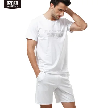 52025 conjunto de pijama de algodão modal manga curta sleepwear confortável verão lounge pijamas dos homens conjunto de roupa de casa