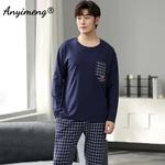 Veados impressão elegante pijamas conjunto para o homem outono inverno moda nova algodão macio masculino loungewear confortável pijamas para o menino