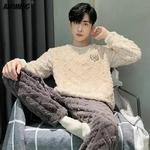 L-5XL tamanho grande pijamas dos homens ajustados inverno veludo grosso coral pijama para o homem lazer desportivo pijamas térmicos chubby para o menino